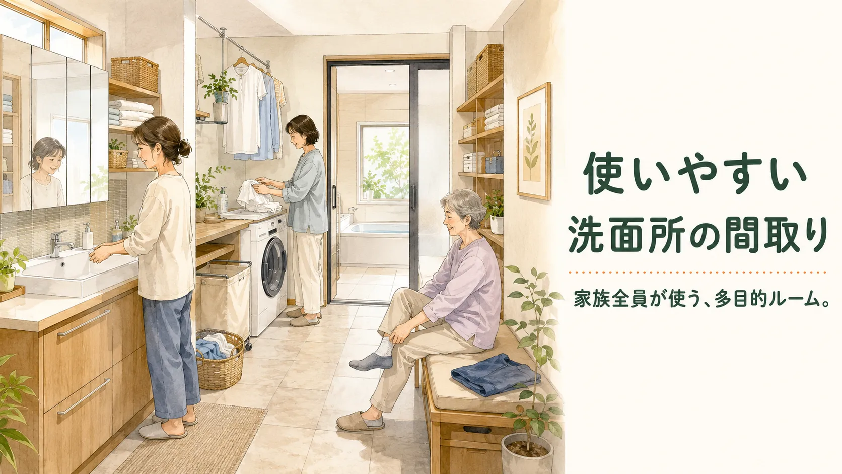 【茨木市】使いやすい洗面所の間取りとは?家族全員が使う「多目的ルーム」のつくり方